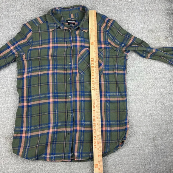 Express Boyfriend Fit Plaid Button Up Shirt - Picture 8 of 9
